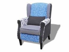 Fauteuil chaise siège lounge design club sofa salon avec de patchwork tissu helloshop26 1102039par3