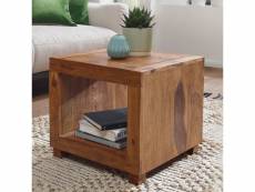 Finebuy table basse bois massif sheesham table de salon 50 x 45 x 50 cm | table d'appoint style maison de campagne | meubles en bois naturel table de