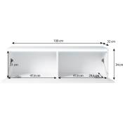 Furnix - tv lowboard Bargo w100 x h34 x t32 sans led white matt / glossy white - Weiß