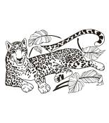 Grand sticker léopard allongé en vinyle mat noir