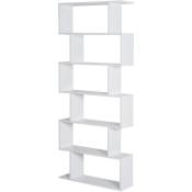 Homcom - Bibliothèque étagère zig zag design contemporain 80L x 23l x 192H cm 6 niveaux blanc - Blanc