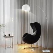 Lampe à arc éclairage de salon lampadaire chromé lampadaire, abat-jour sphérique en plastique blanc, 1x E27, LxH 110x180 cm