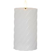 LED-Echtwachs-Kerze Flamme Swirl 15x7,5cm weiß
