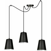 Licht-erlebnisse - Lustre suspension d'intérieur shigeru à 3 lumières au design rétro noir 3xE27 - Noir, blanc - noir, blanc