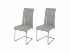Lot de 2 chaises - simili gris clair - pieds en metal