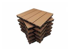Mccover - Pack dalle de terrasse 1m² bois composite modular (11 pièces 30 x 30 cm) - Coloris - Terre cuite, Largeur - 30 cm, Longueur - 30 cm,