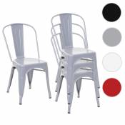 Mendler 4x chaise de bistro HWC-A73, chaise empilable, métal, design industriel ~ gris