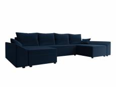 Mike - canapé panoramique en u - 7 places - convertible - avec coffre - en velours - bestmobilier - bleu marine