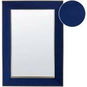 Miroir Mural en Velours Bleu 50 x 150 cm Glamour Rectangulaire Fait Main Lautrec - Bleu