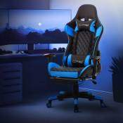 Ml-design - Chaise de Gaming avec Repose-pieds, Bleu, Similicuir, Chaise de Bureau Ergonomique avec Accoudoirs, Appui-tête, Coussin Lombaire,