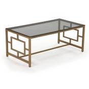 Mobilier Deco - ophir - Table basse rectangulaire en verre noir et métal doré - Noir