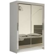 Mobilier1 - Armoire Atlanta 129, Blanc, 200x120x58cm, Portes d'armoire: Glissement - Blanc