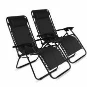 Oviala - Lot de 2 fauteuils lounge en acier noir -