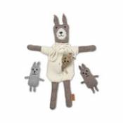 Peluche Lee Rabbit Family / Maman & ses 3 bébés - H 40 cm / Laine Mérinos tricotée - Ferm Living beige en tissu