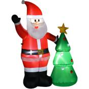 Père Noël gonflable led 1,5H m avec sapin polyester imperméable rouge vert