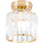 Plafonnier en Cristal Moderne Lampe de Plafond Cylindrique en Métal Doré Convient pour Salon et Chambre - Doré