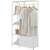 Porte-vêtements sur pied avec armoire de rangement pour chambre à coucher, entrée, blanc, 10JYBJCR02WW - Soges