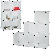 Relaxdays - 2x Étagère escalier 6 compartiments meuble bibliothèque séparation multi-cases séparateur de pièces, blanc