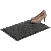 Relaxdays Paillasson gris chiné tapis d’entrée couloir intérieur extra plat mince 40 x 60 cm, noir-gris