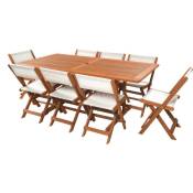 Salon de jardin repas Séoul - 1 Table + 8 chaises - Maple - Beige
