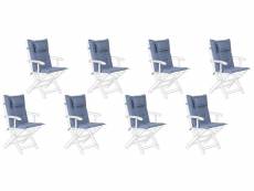 Set de 8 coussins en tissu bleu pour chaises de jardin