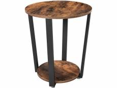 Stelly - table d'appoint style rustique salon - 50x50x57 cm - 1 tablette - table à café - marron
