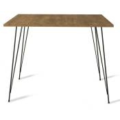 Table à manger carrée bois clair et pieds en forme