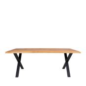 Table à manger en bois et métal 200x95cm bois clair et noir