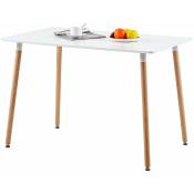 Table à Manger Rectangulaire en Bois Style Scandinave - 110 x 70 x 73 cm - Blanc