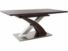 Table à manger / table repas extensible en acier et mdf marron foncé - longueur 160-220 x hauteur 77 x profondeur 90 cm