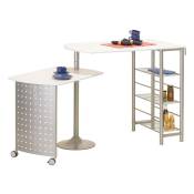 Table-Bar en métal Blanc, Dim : 70 x 183 x 100 cm -PEGANE-