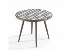Table basse ronde de jardin en acier gris plateau en céramique - tivoli