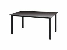 Table de jardin noir 150 x 90 x 74 cm aluminium et