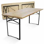 Table en bois 180 cm pieds pliants - Marron