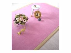 Tapis paillettes star rose - ganse coton beige - 140 x 200 cm