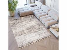 Tapiso tapis salon chambre nil moderne beige marron crème lignes doux effet 3d 120x170 cm 8011 1 944 1,20*1,70 NIL