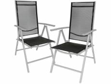 Tectake lot de 2 chaises de jardin pliantes en aluminium - noir/gris 401631