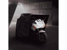 Tente à moto xl pliable housse de protection tissu imperméabkle & anti-uv noire rangement garage extérieur bécane motoguard imperméable [2 cadenas + 2