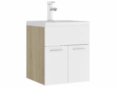 Vidaxl armoire d'évier et lavabo intégré blanc|chêne sonoma aggloméré
