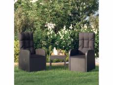 Vidaxl chaise inclinable de jardin 2pc et coussins résine tressée noir 46065