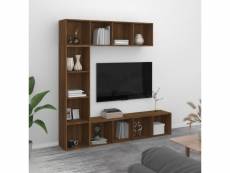 Vidaxl ensemble bibliothèque|meuble tv 3 pcs chêne marron 180x30x180cm