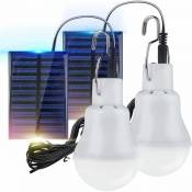 2 lampes de camping solaires portables à énergie solaire ampoules LED lumière de secours solaire lanterne de jardin éclairage solaire avec crochet
