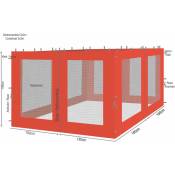 4 panneaux latéraux avec moustiquaire 300x195cm orange-rouge pour gazebo 3x3m