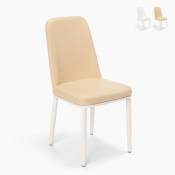 Ahd Amazing Home Design Chaises design en simili cuir et métal pour cuisine bar restaurant Baden Light, Couleur: Beige
