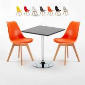 Ahd Amazing Home Design - Table noire carrée 70x70cm Avec 2 Chaises Colorées intérieur bar café Nordica Mojito Couleur: Orange