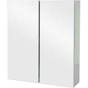 Armoire à glace HHG 807b, armoire de salle de bain suspendue, 2 étagères haute brillance MVG-certifié 70x60x16cm gris - grey