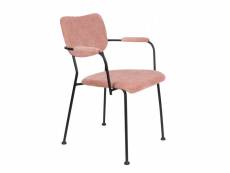 Benson - chaise accoudoirs velours rose