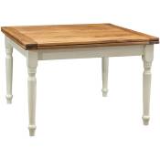 Biscottini - Table à rallonge champêtre en bois massif de tilleul avec structure antique blanche et plateau en finition naturelle