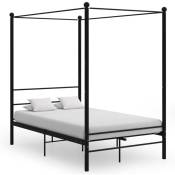 Cadre de lit à baldaquin Noir Métal 120x200 cm