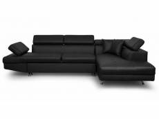 Canapé d'angle droit convertible simili cuir noir